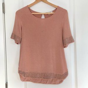 Blush Pink Top w/Rhinestone Detail